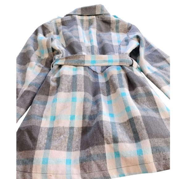 ARIZONA Size Large Plaid Double-Breasted Women's Coat Peacoat Blue & Gray Warm - Picture 12 of 16